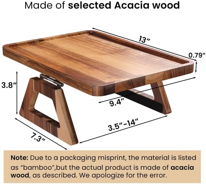Acacia Wood Couch Arm Tray,Folding Sofa Armrest Tray,Couch Arm Table Clip-On Couch Desk for Drinks, Snacks,Phone,Remote Control