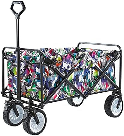 Foldable Beach Cart Outdoor Folding Utility Wagon Heavy Duty Shopping Cart Gardening Truck Adjustable Handle Folding Camping Wagon Load-Bearing 100kg / 220lbs (Style 2)