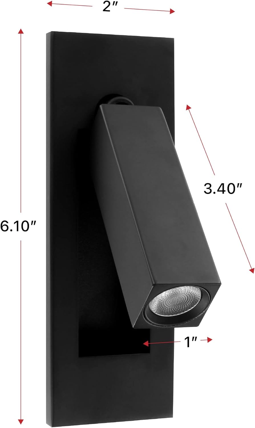 LEEKI Modern Wall Mounted Bedside Adjustable Reading LED Light Sconce - Just Lift to Turn On or Hide to Turn Off - Black
