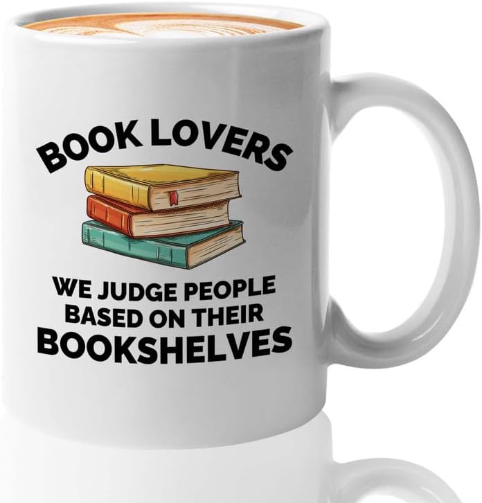 Book Lover Coffee Mug 11oz White - We judge people - Gift For Poets Bookish People Bibliophile Librarian Book Club Reader