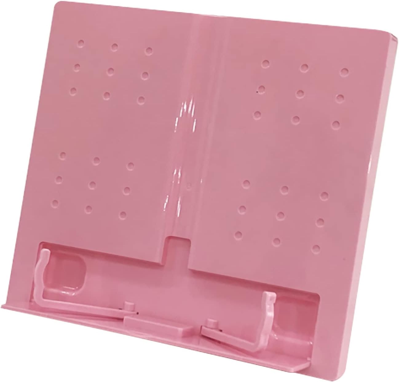 Book Stands and Holders for Reading Mini Desktop Book Stand, Portable Foldable Lightweight Book Rest for Textbook Sheet Music Cookbook Tablet Smartphone, 8 x 9 inch for Kitchen and Office (Pink )