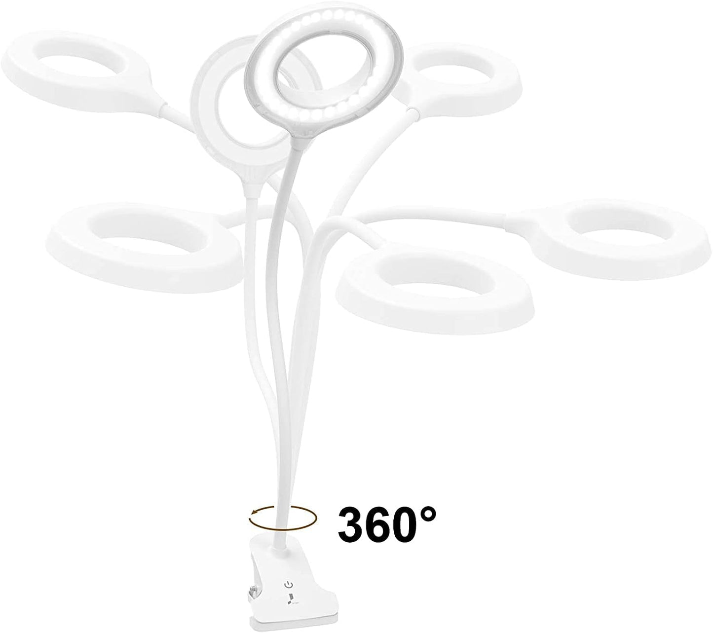 Desk Lamp, JKSWT Clip on Light Reading Light Ring Light LED with 3 Color Modes, 9 Brightness Dimmer, 60 pcs LEDs, Touch-Sensitive Control Pane, 360 ° Flexible Gooseneck Bed Light