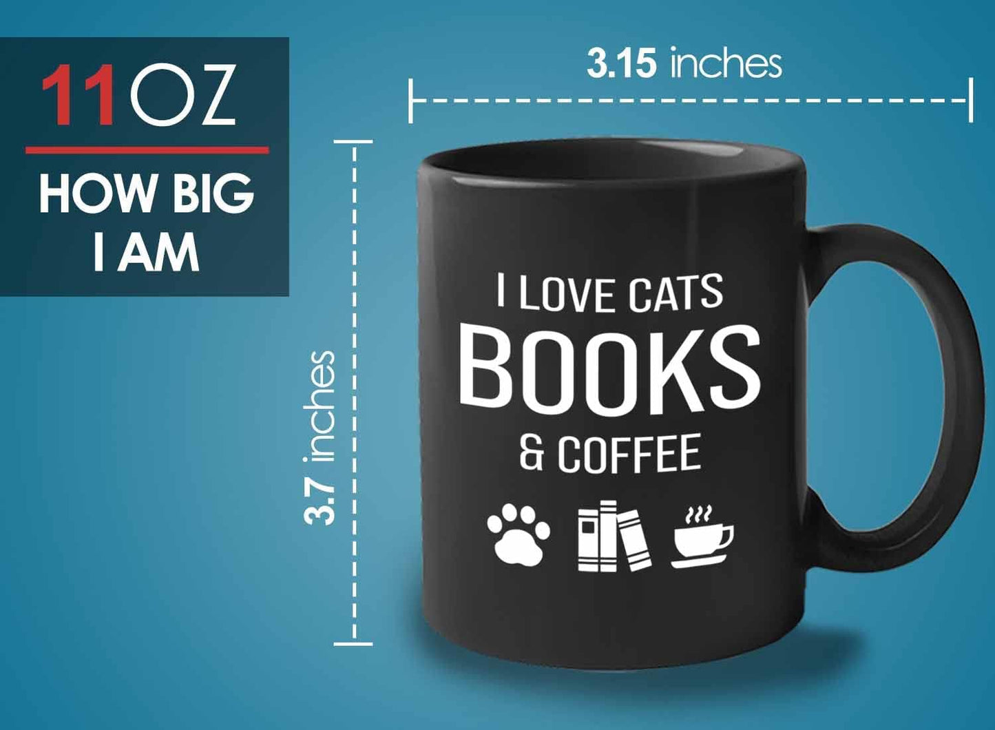 Bubble Hugs Book lovers Coffee Mug 11oz Black - Cats Books Coffee - Author Writer Library Editor Introvert Lovers Cat Chill Relax Bookworm Reading