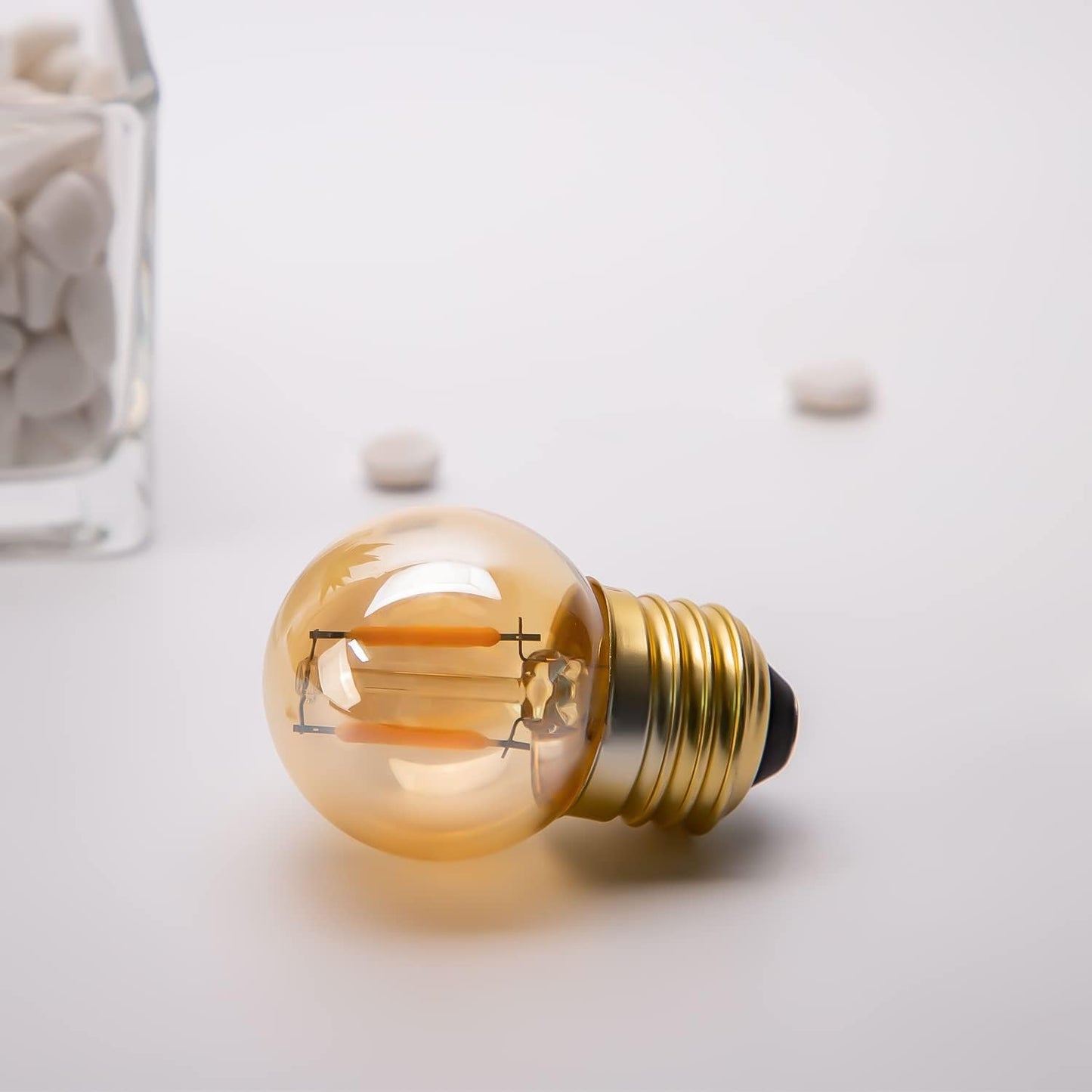 G40 E26 1W Low Wattage LED Bulbs Vintage Small Globe Filament Nightlight 10 Watt Edison Style Amber Bulb, 2200K Warm White Non Dimmable, 6Pack