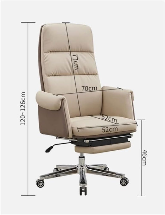 Reclining Executive Leather Computer Gaming Chairs Adjustable Lifting Swivel Desk Office Chair for Workstation Meeting Room Lunch Break Reading