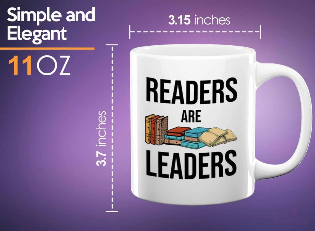 Reading Bookworm Coffee Mug 11oz White - Readers Are Leader - Reading Reader Book Worm I Know Things Book Addict Book Lover Bookish Novelist Librarian Writer