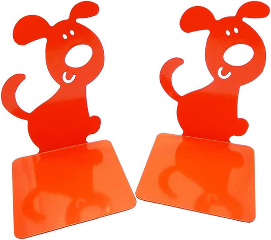 Artkingdome 1Pair Cute Bookend Cartoon Puppy Dog Books Nonskid End Rack Stand Decorative Bookends Orange Gift