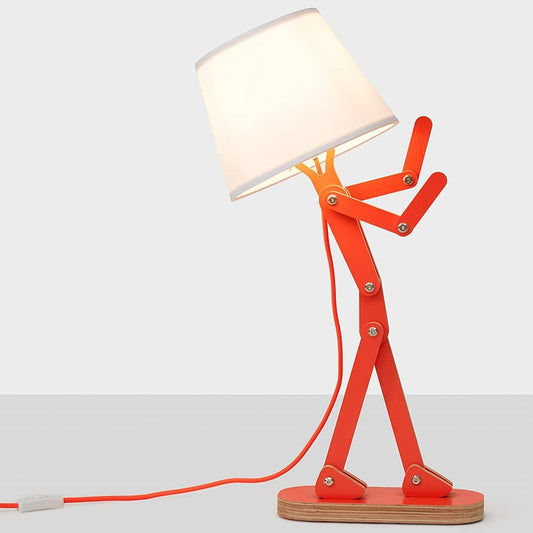 Fun Desk Lamp for Kids Bedside Bedroom - Creative Swing Arm Modern Unique Reading Wood Table Light for Living Room Girls Boys Quirky Gift - Oran Orange, Bulb Included