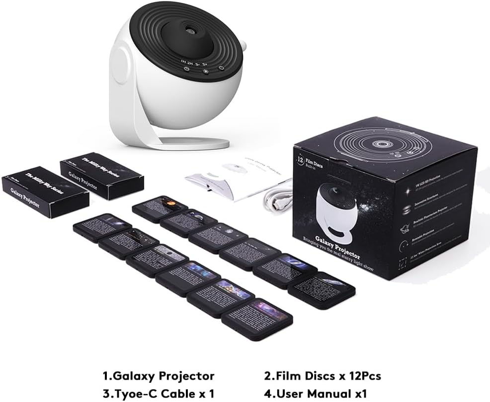 Dongni Galaxy Projector, 13 in 1 Planetarium Star Projector Realistic Starry Sky LED Night Light with Solar System Nebula Moon for Kids Adults Bedroom Ceiling Home Theater Living Room Decor