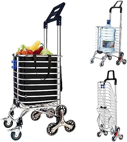 Heavy Duty Collapsible Wagon Cart with 8 Silent Wheels, 360° Rotating Handle, 51KG Load Capacity, Foldable Folding Carts for Easy Transport, Ideal for Outdoor and Stair Climbing