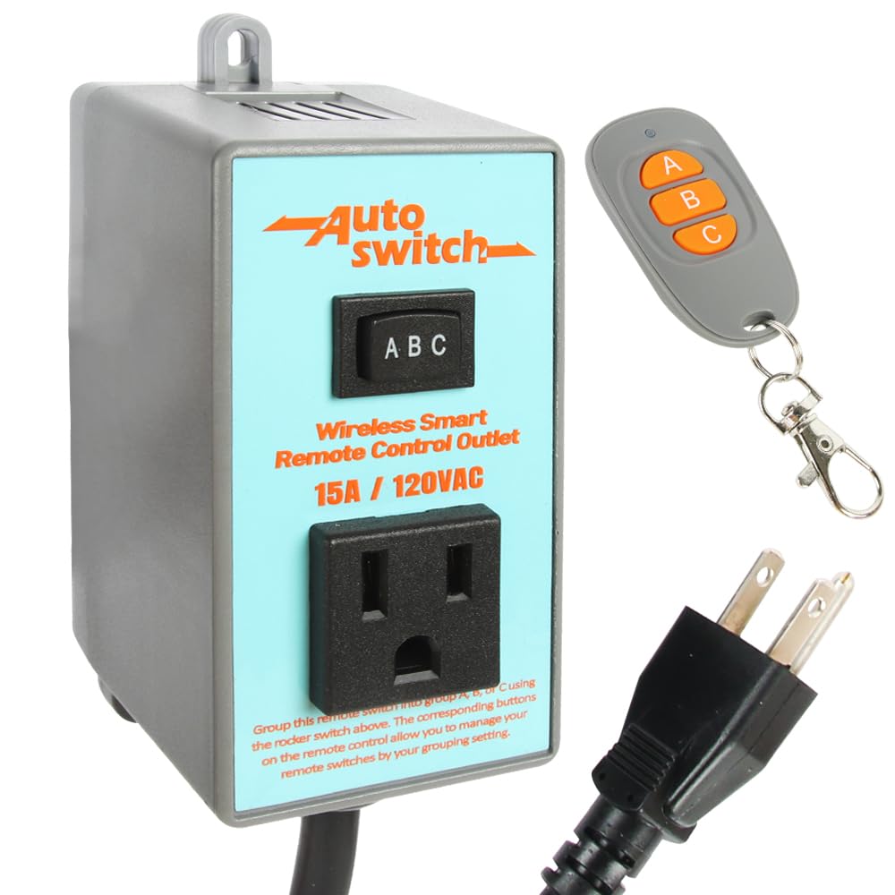 O'SKOOL Remote Control Wireless Electrical Outlet Switch, 433M Transmitter 120V Plug (Battery Included), PTA021
