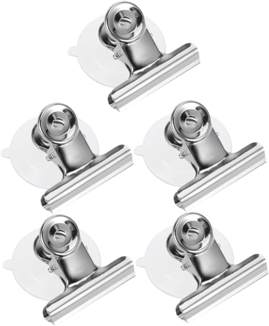 PRETYZOOM 5pcs Stainless Steel Suction Cup Hooks for Glass Window Non-Slip No Tools Needed for Kitchen Bathroom Laundry
