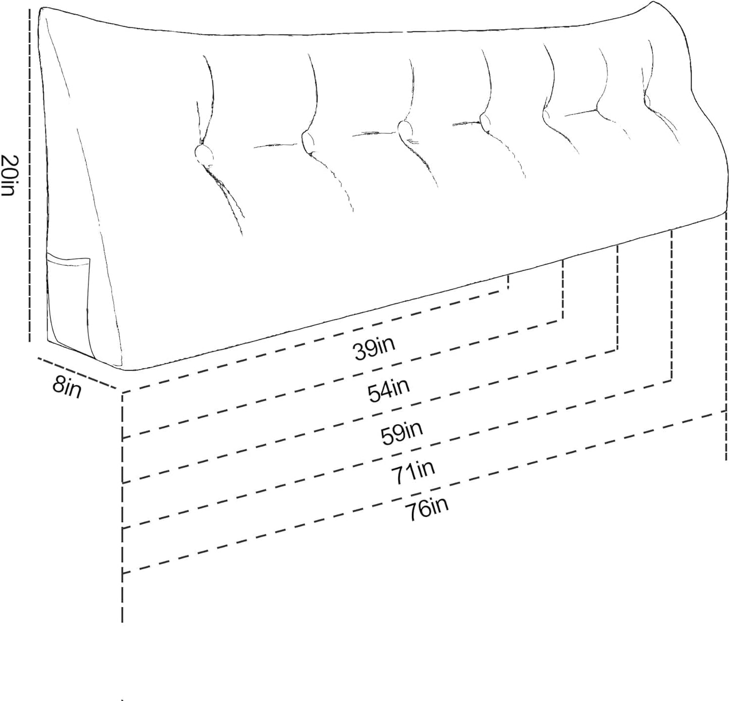 Daneey Headboard Wedge Pillow Bed Wedge Pillow for Headboard Bolster Reading Pillow for Bed Back Pillow for Sitting in Bed Wedge Pillow Headboard with Removable Cordury Cover (White, Queen)