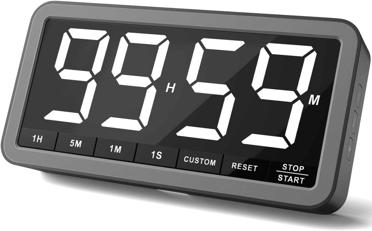 VOCOO Digital Kitchen Timer with 7.8” Extra Large Display, Magnetic LED with 3 Brightness, 4 Alarms and 3 Volume Levels, Battery Powered Countdown Count Up Timer for Cooking, Classroom, Home Gym