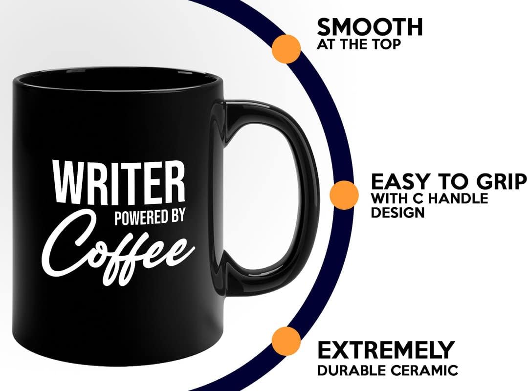 Writer Coffee Mug 11oz Black - Writer by coffee - Paper Butterfly Lid For Novelist Poet Columnist Encouragement journalist author book lover bookworm