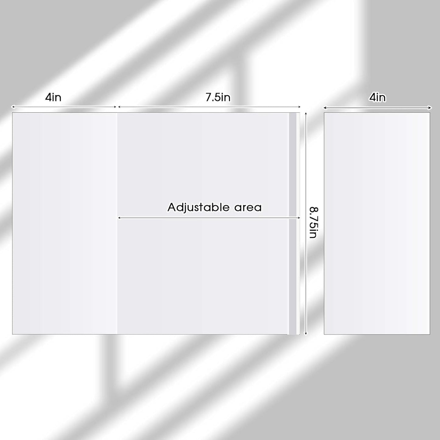 ReliThick 100 Pack Adjustable Clear Book Covers Fits Books with 8.5 x 15 Inches, Plastic Waterproof Sleeve for Textbooks Paperbacks, with Self Adhesive Closure, Against Dust, Wear Book Protector