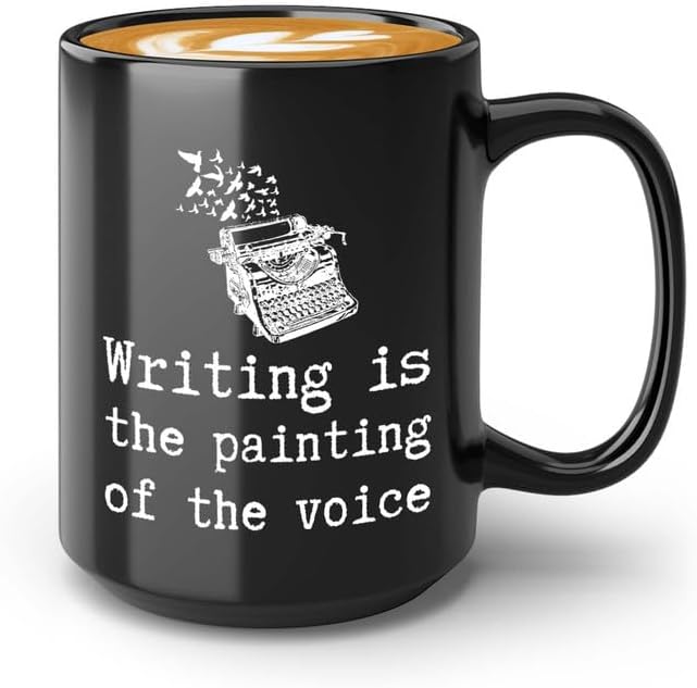 Writer Coffee Mug 15oz Black - The painting of The Voice - Funny Author Gift To Book Lover Bookish Bookworm Writing Sarcasm Poetry Novelist Journalist