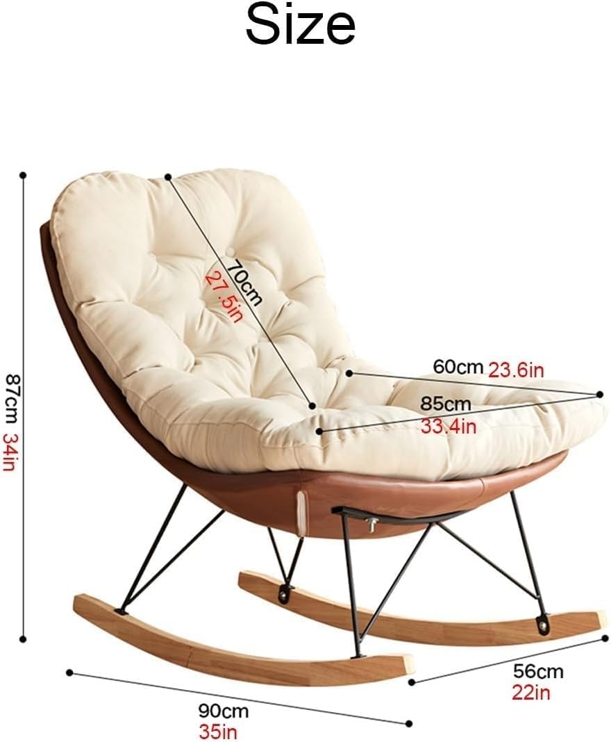 Modern Rocking Chair - Soft Reclining Armchair for Living Room & Balcony, Comfortable Lounge Chair, Perfect Reading Chair for Bedroom & Relaxation (Style C)