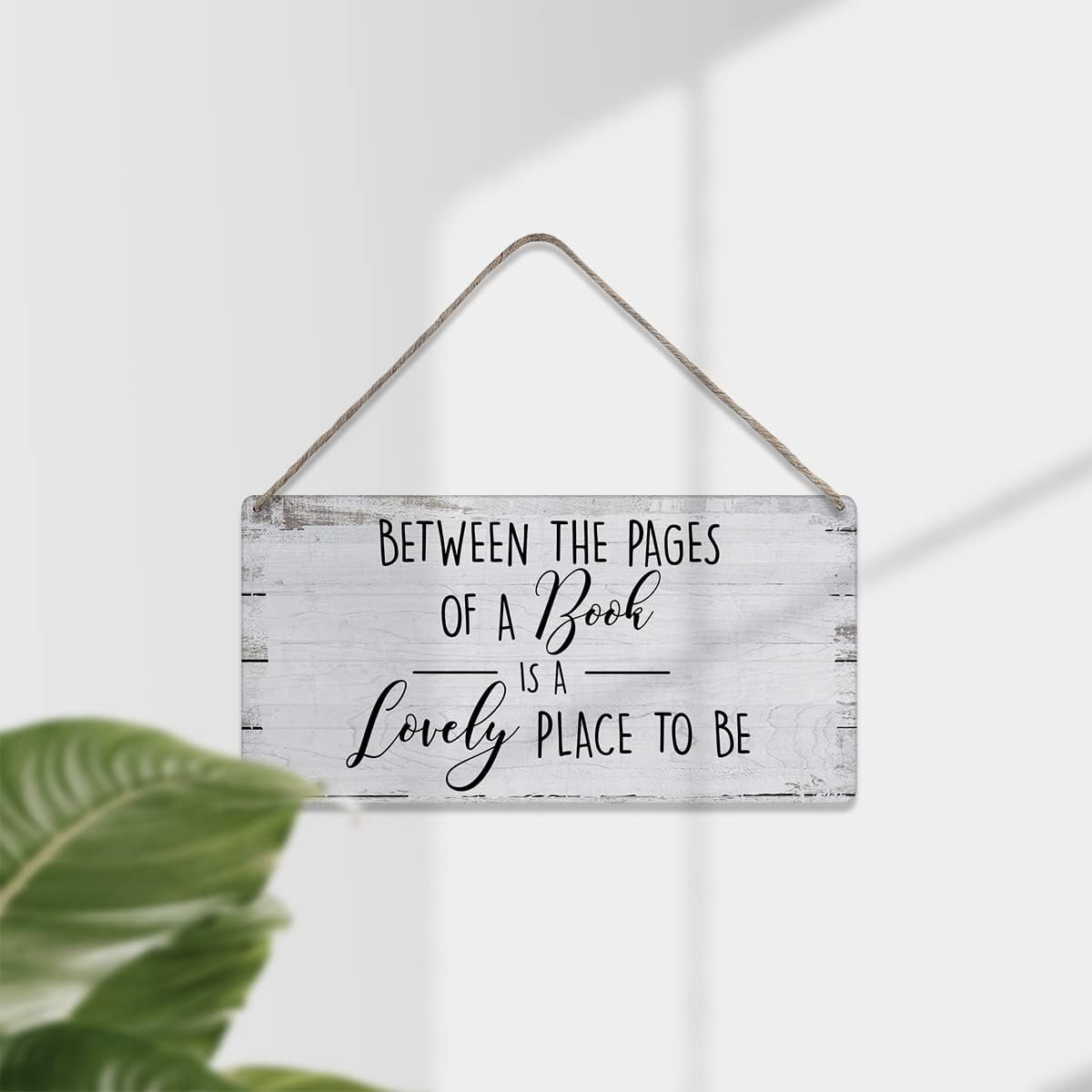 MIGUMUTU Between the Pages of a Book is a Lovely Place to be Sayings Home Wall Decor Wooden Signs Rustic Hanging Wall Plaque Sign Reading Room Present