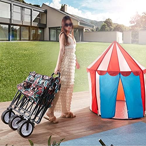 Foldable Beach Cart Outdoor Folding Utility Wagon Heavy Duty Shopping Cart Gardening Truck Adjustable Handle Folding Camping Wagon Load-Bearing 100kg / 220lbs (Style 2)