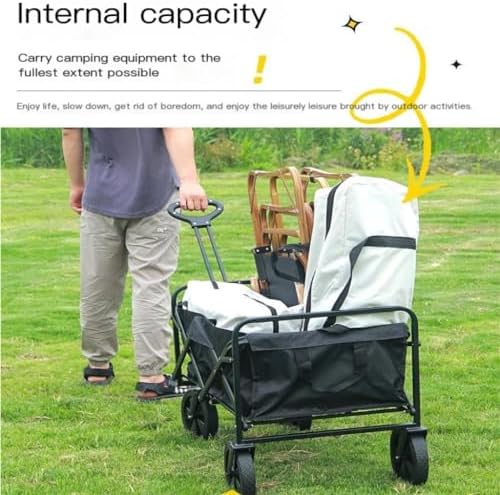 Portable Camping Cart,Outdoor Foldable Beach Trolley Cart Portable Travel Picnic Stroller with Black C Color