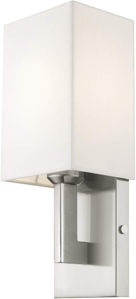 Livex Lighting 51101-91 Transitional One Light Wall Sconce from Hollborn Collection in Pwt, Nckl, B/S, Slvr. Finish, Brushed Nickel