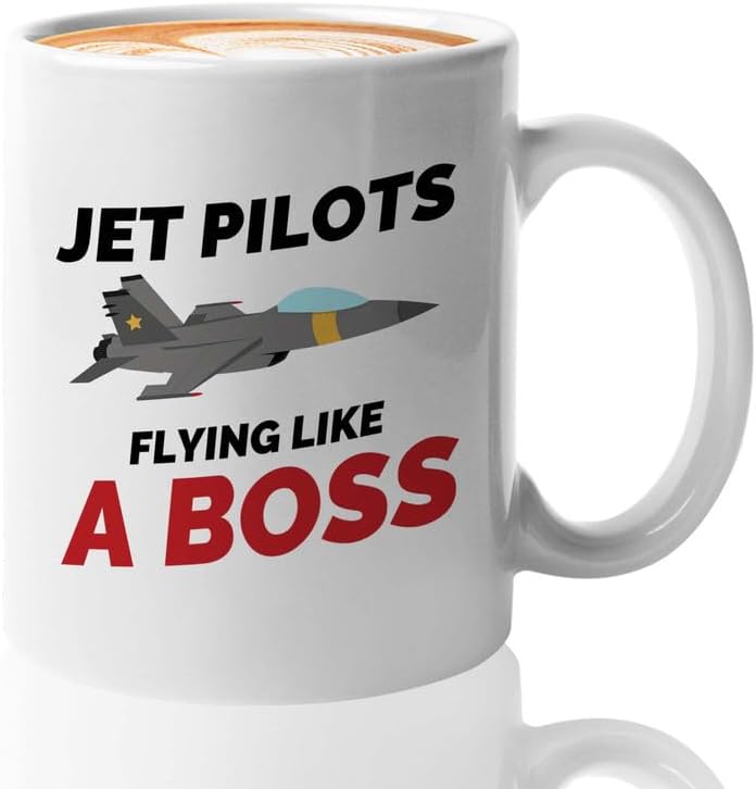 Jet Pilot Coffee Mug 11oz White - Flying like a boss - Pilot Gifts Airplane Flying Captains Aviator Airline Aviation