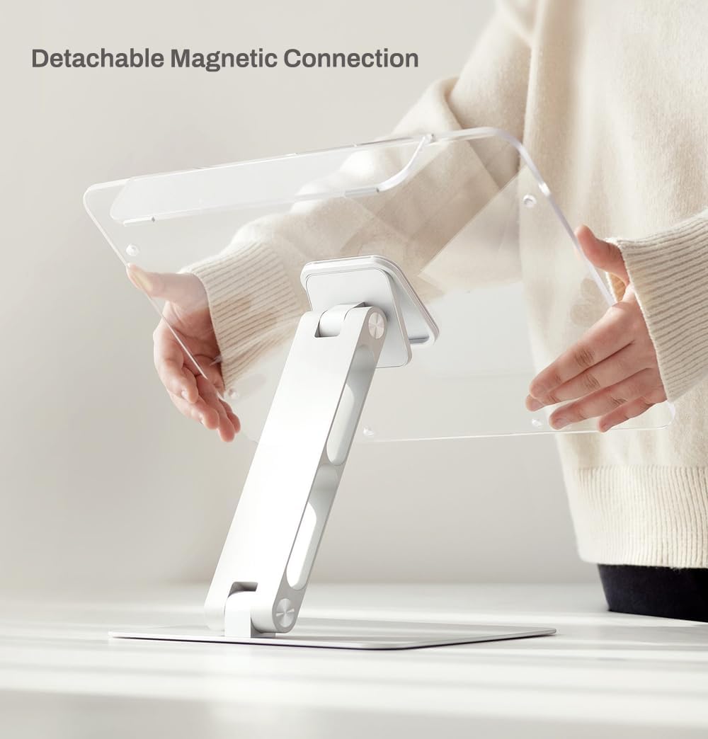 MITER 2-in-1 Magnetic Book & Tablet Stand – Detachable Acrylic Holder for Paper Books, Magnetic Mount for iPhone, iPad, Galaxy, Kindle, Boox, e-Reader Adjustable Innovative-Stand