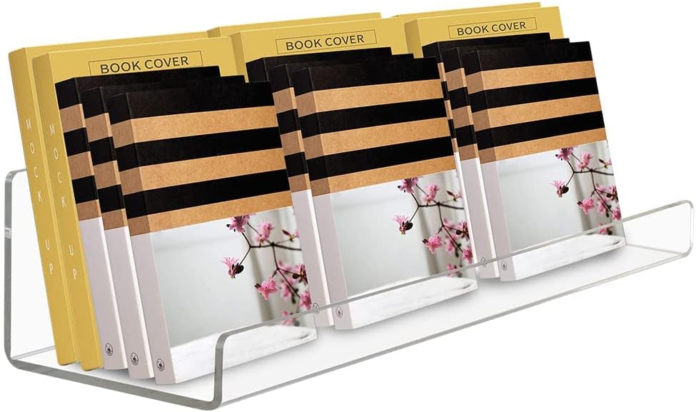 ECOSEAO Floating Shelves Wall Mounted Set of 6, Clear Thinkness Book Shelf Acrylic Album Record Holder Display for Bedroom Living Room Bathroom Kitchen Office Clear(15inch-6Pack)