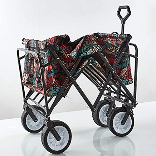 Foldable Beach Cart Outdoor Folding Utility Wagon Heavy Duty Shopping Cart Gardening Truck Adjustable Handle Folding Camping Wagon Load-Bearing 100kg / 220lbs (Style 2)