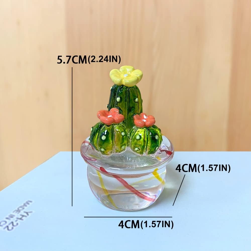 4PCS Handmade Mini Resin Cactus Cute Miniature Cacti Figurines Home Office Desk Tabletop Simulation Plants Decorations Car Interior Dashboard Ornaments