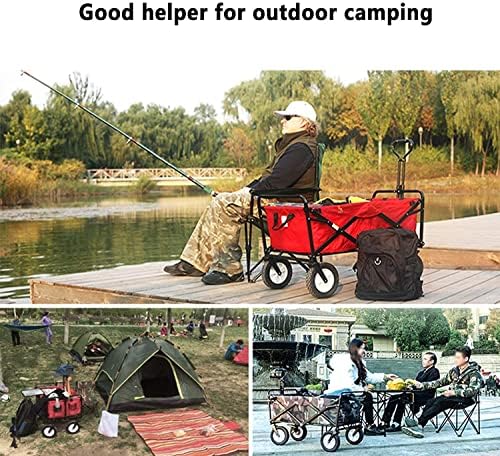 Portable Camping Cart,Outdoor Folding Utility Wagon Folding Camping Cart Garden Cart Portable Rolling Beach Outdoor Transport Vehicle Double Brakes 85 X 50 X 28cm Load-Bearing 80