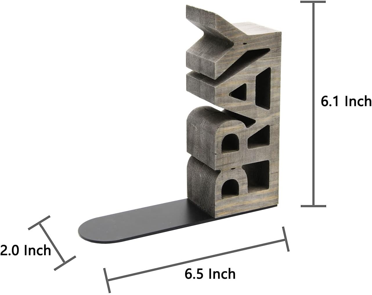 OwlGift Rustic Gray Wood Read & Pray Block Word Bookends, Unique Appearance Design, Home Office Decorative Book Stand, 1 Pair