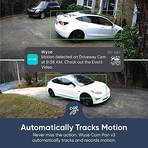 WYZE Cam Pan v3 Indoor/Outdoor IP65 1080P 360° Pan/Tilt/Zoom WiFi Smart Home Security Camera, Motion Tracking for Baby/Pet, Color Night Vision, Works with Alexa & Google, Free Expert Setup (Renewed)