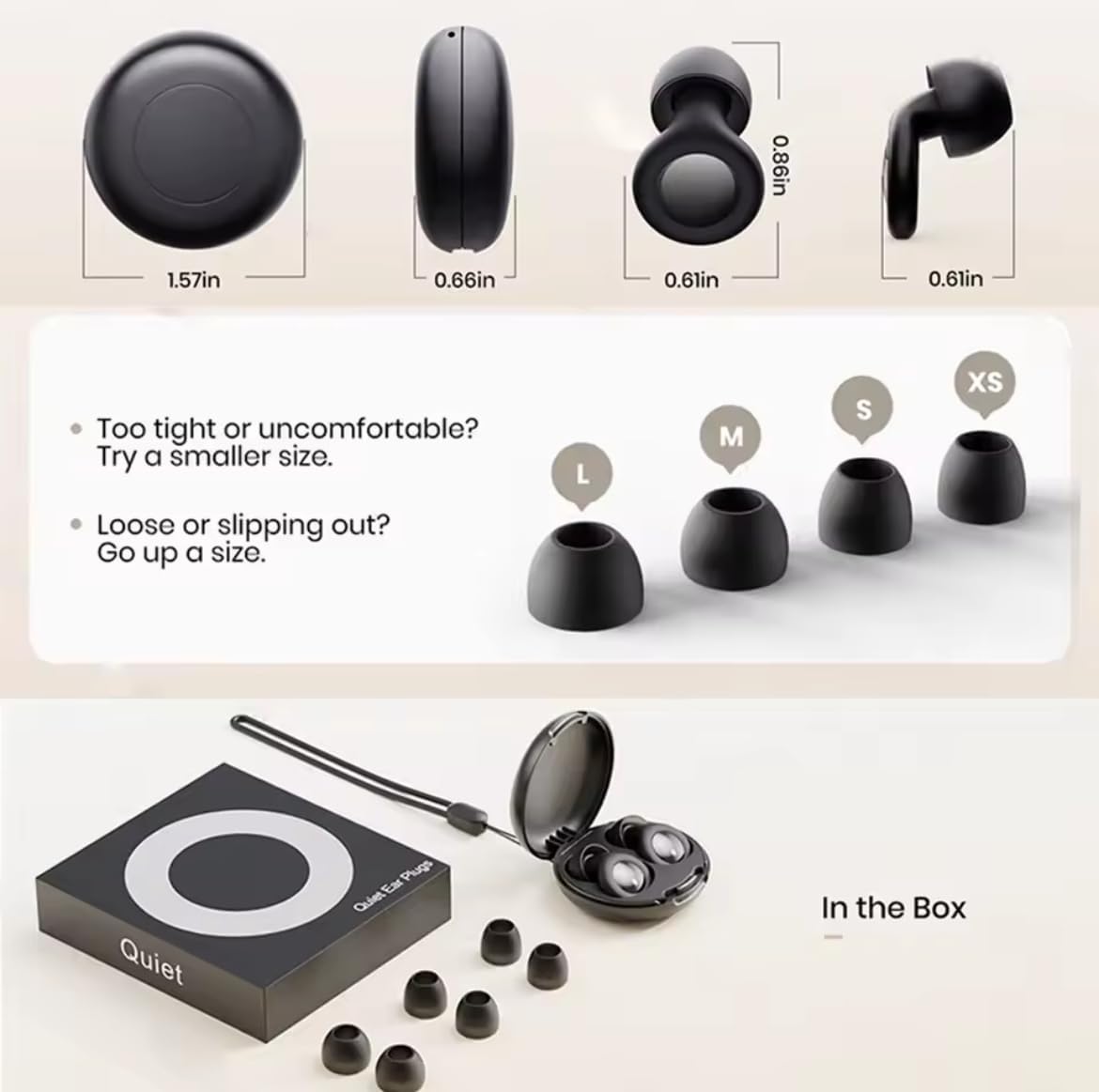 Noise Cancelling Ear Plugs for Sleeping – Up to 30dB Sound Blocking Reusable Silicone with 8 Ear Tips & Travel Case Comfortable Hearing Protection for Sleep, Work, Study, Travel, Concerts (Black)