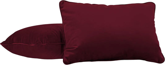FDP 16" x 24" Velvet Rectangle Lumbar Pillow Set with Piping Decorative Throw Pillow for Home Dcor in Living Room, Bedroom or Lounge (2-Pack) - Bordeaux, 15160-349