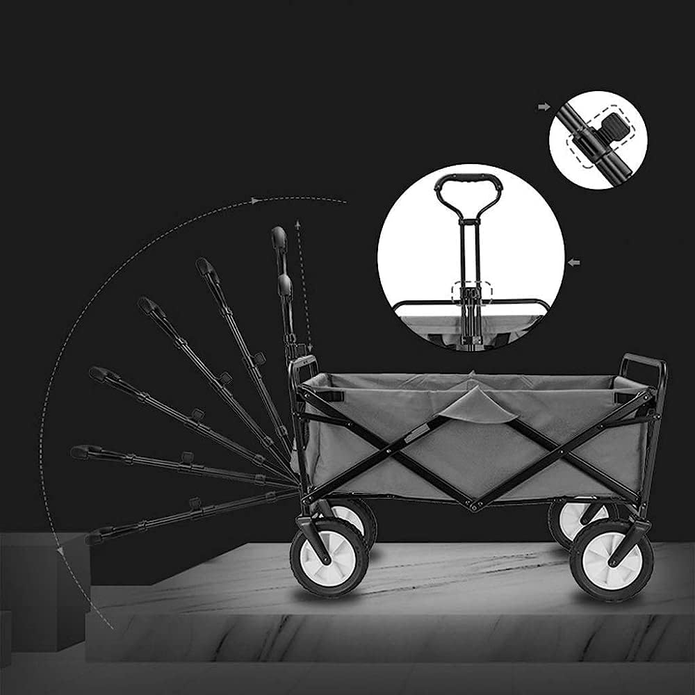 Trolleys, Folding Wagon,Capacity 60Kg, Portable Garden Cart with 4 Wheels and Steel Brakes,Trolley,Foldable Pull Wagon Hand Transport Cart