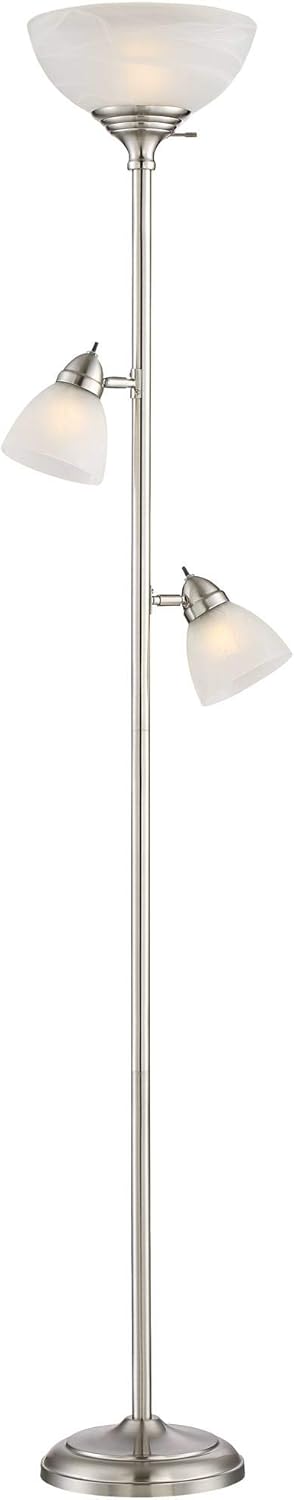 360 Lighting Ellery Modern Tree Torchiere Floor Lamp Standing 3-Light 72" Tall Brushed Nickel Silver Frosted White Glass Shade Decor for Living Room Reading House Bedroom Office
