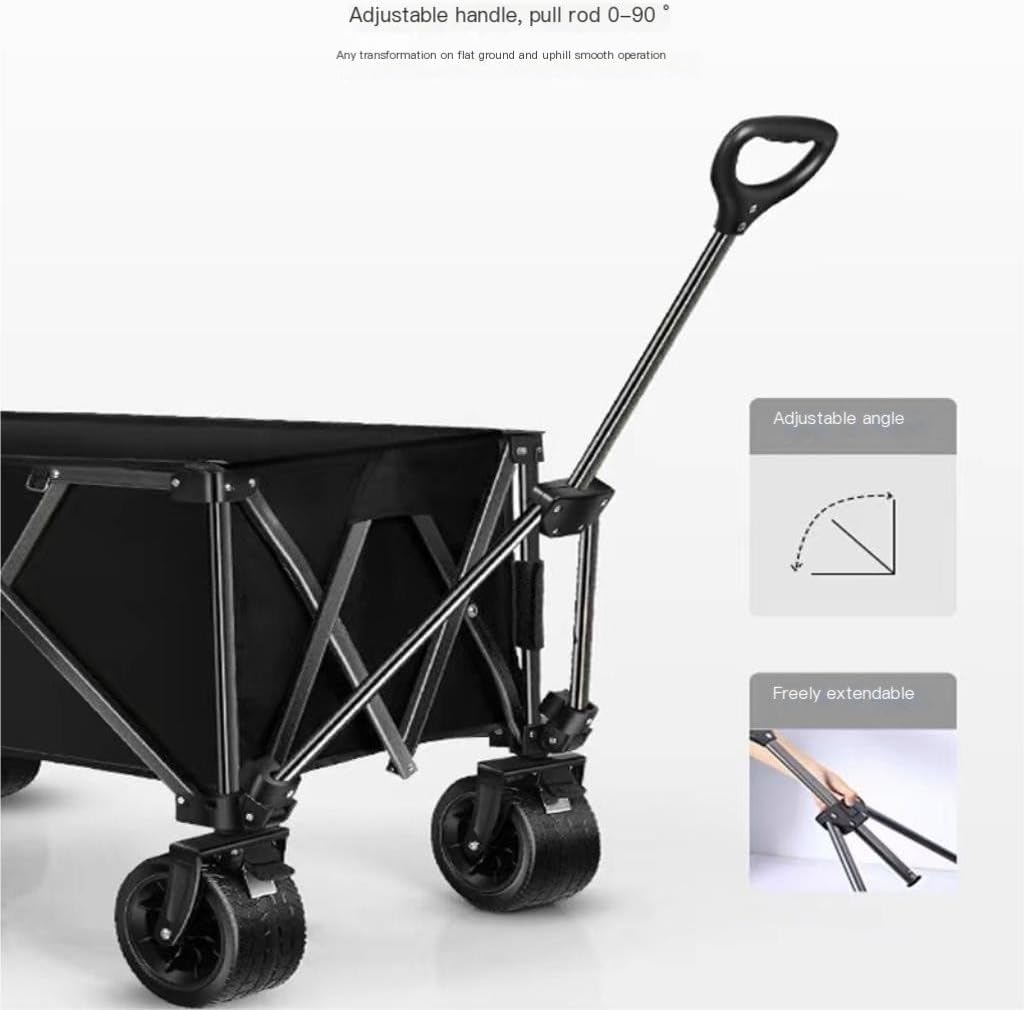 Portable Camping Cart,Outdoor Portable Beach Trolley Cart for Camping and Grocery Shopping Foldable Camper Van Gather Type Small Pull Cart (White)