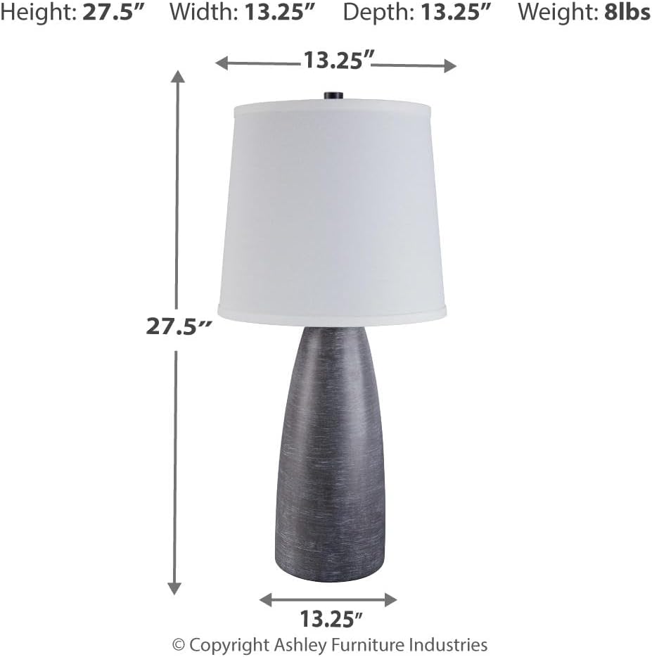 Signature Design by Ashley Shavontae Modern Table Lamp, 2 Count Lamps, 27.5", Gray