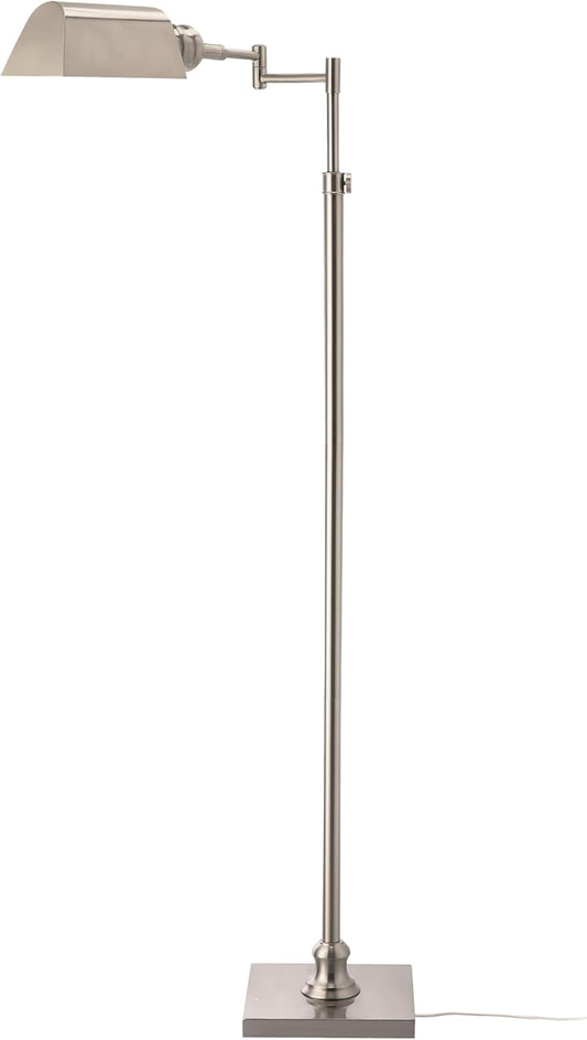 O’Bright Arcadia - Pharmacy Floor Lamp, Full Range Dimming, Swing Arm Task Lamp, E26 Socket, Bulb Replaceable, Adjustable Height 47” to 55”, 360° Rotatable Shade, All-Metal Design, Brushed Nickel