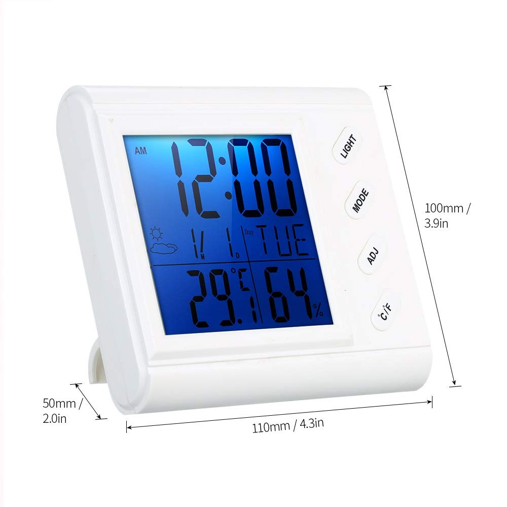 LCD Digital Indoor Thermometer Hygrometer Room Temperature ，High-Precision and with Alarm Clock Backlight