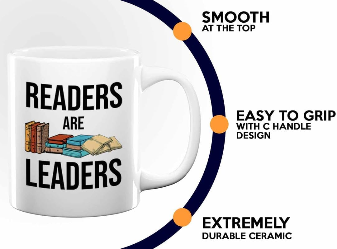 Reading Bookworm Coffee Mug 11oz White - Readers Are Leader - Reading Reader Book Worm I Know Things Book Addict Book Lover Bookish Novelist Librarian Writer