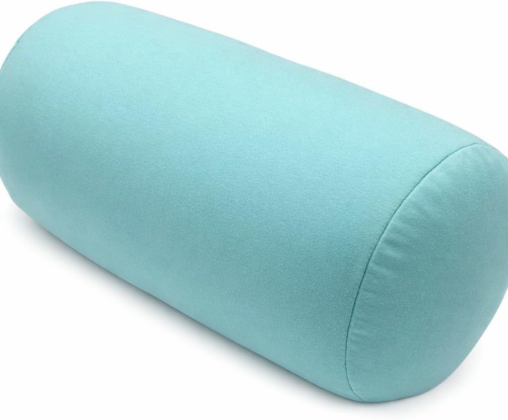 Microbead Roll Bolster Travel Neck Support Pillow and Post-Surgery Therapy Pillow (Light Blue)
