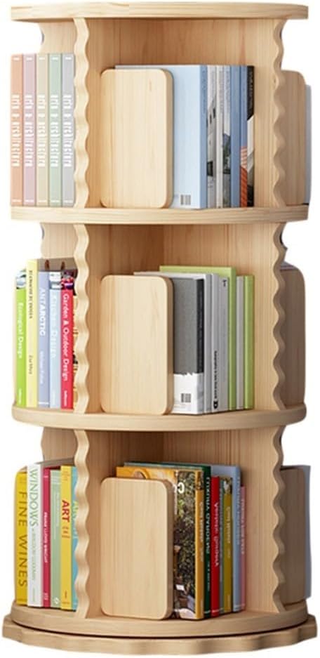Rotating Bookshelf 360° for Small Space - Wood Floor Standing Bookcase Storage Rack for Kids' Room & Bedroom - 2/3/4/5/6 Tier StudyRoom Organizer