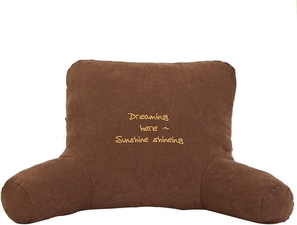 Bedrest Pillows with Arms for Reading in Bed Perfect Support Reading Relaxing Watching TV Khaki Purple (Colour: Set of 2 Size: 70x48x25cm)