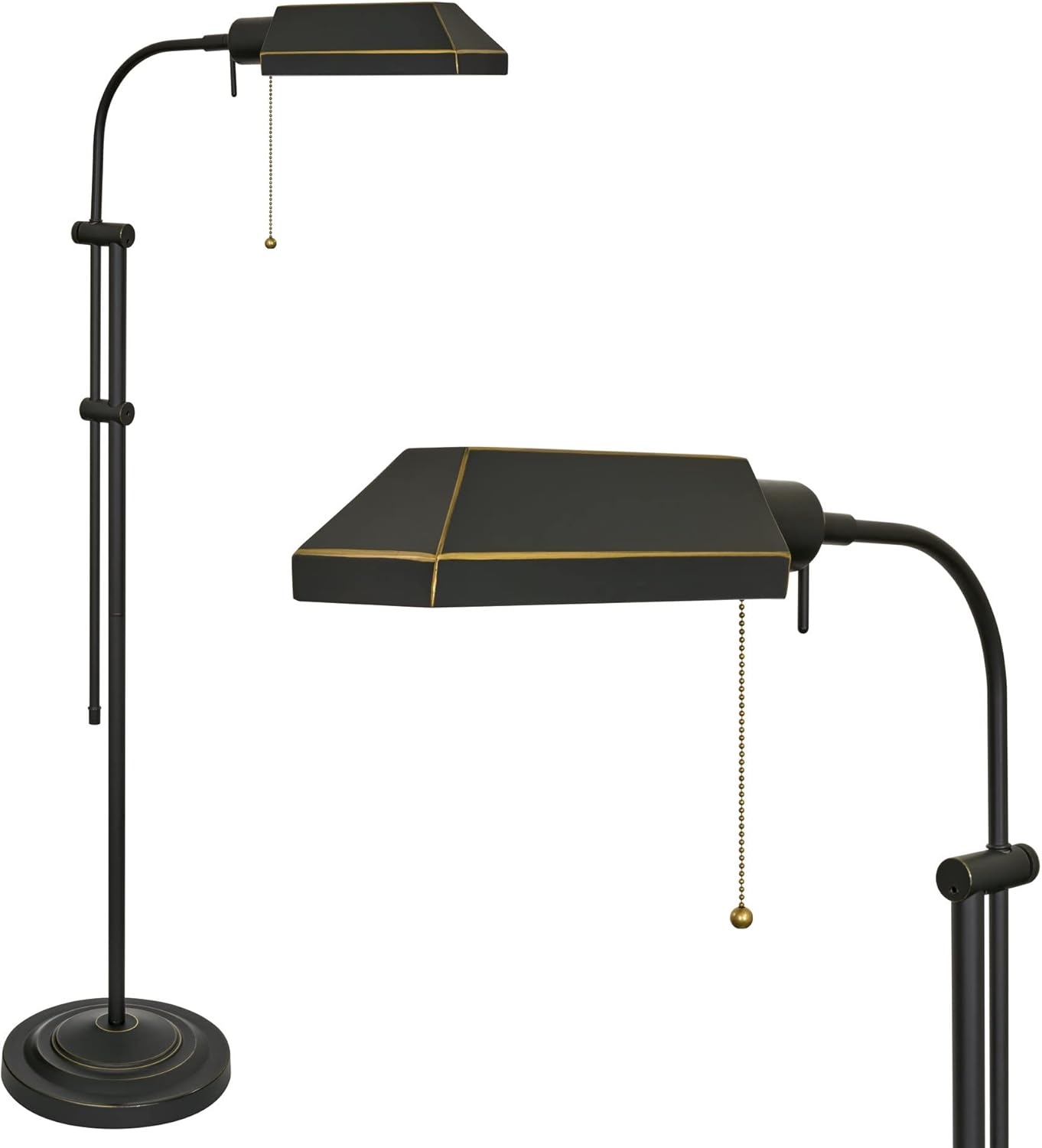 Kira Home Prescott 58" Modern Industrial Adjustable Standing Pharmacy Floor Lamp, Dark Bronze Finish, Includes 6W LED Bulb (60W eq.) Energy Efficient, Eco-Friendly, Pivot Head for Hobby/Precise Task