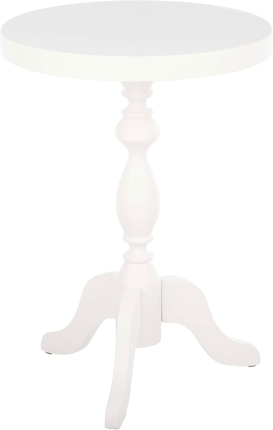 Pedestal Side Table - Round End Table with Vintage Look - Accent Furniture for Living Room, Bedroom, Office, or Entryway - Functional End Tables for Small Spaces by Lavish Home (White)