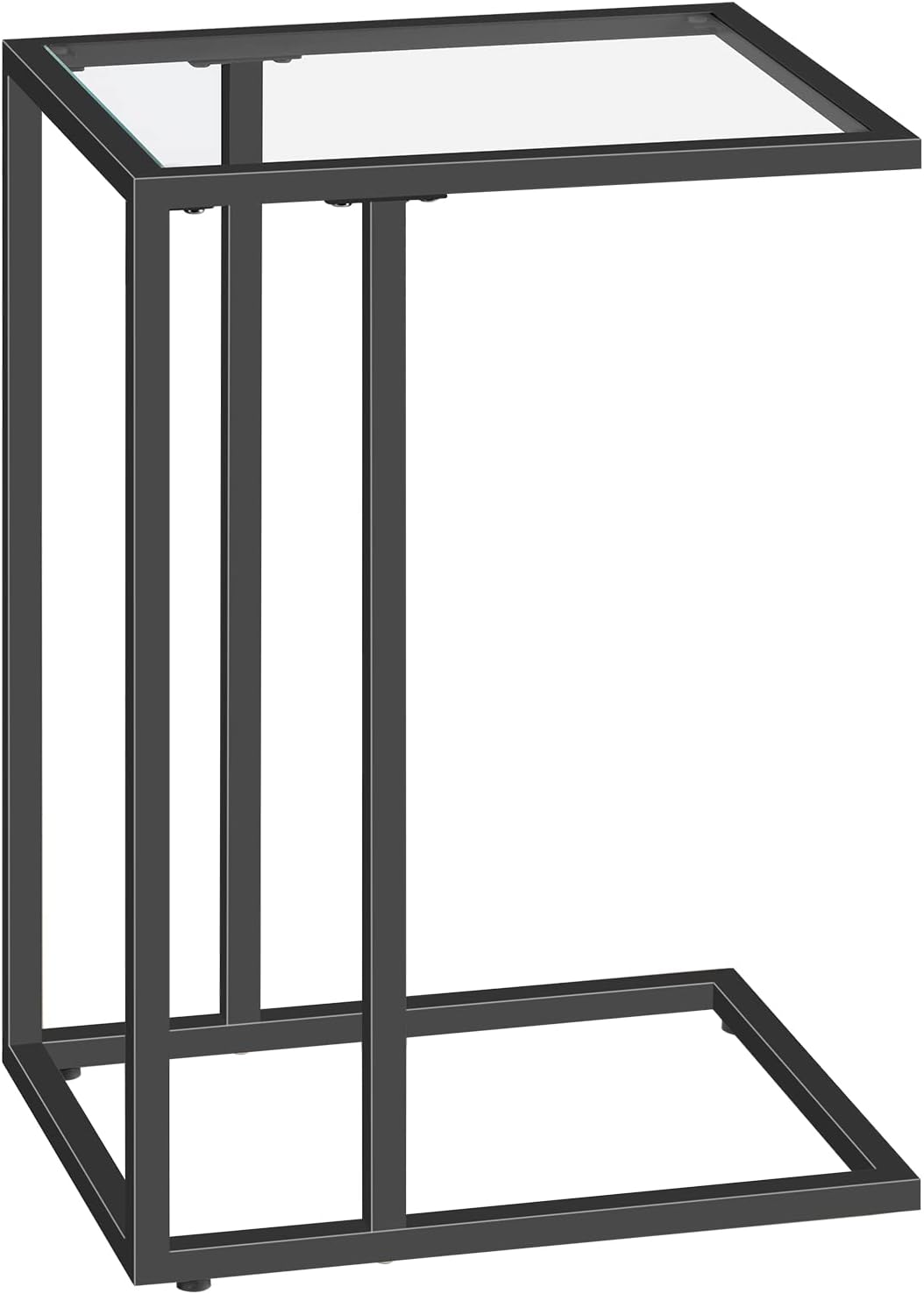 HOOBRO Black C Shaped End Table, Side Table for Sofa, Couch Table for Small Space with Tempered Glass, Metal Frame, Modern Style, Black BK03SF01