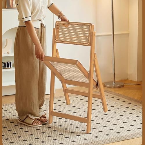 Leather Upholstered Chair,Mid Century Vintage Rattan Chair Adjustable Back Stackable Comfy Rattan Seat Ideal for Bedroom Living Room Reading Room Dining Area Wood Frame